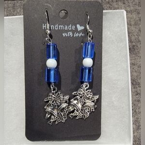 Handmade Blue and Silver Dangle Earrings